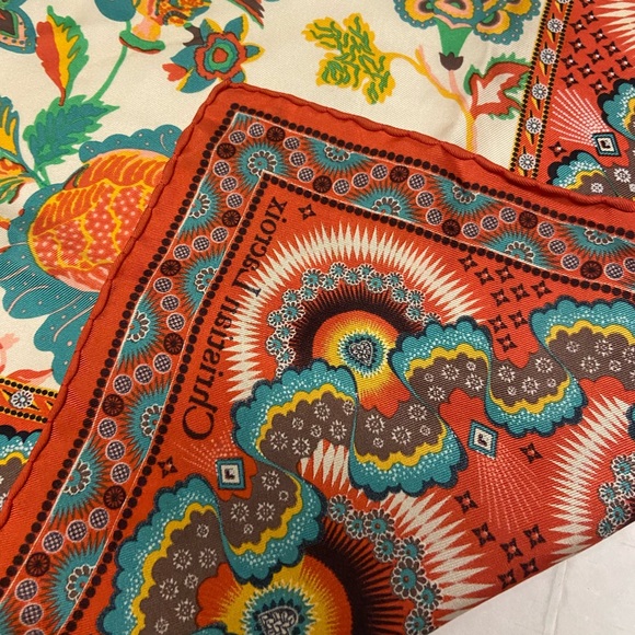 Christian Lacroix Hand Rolled Silk Scarf 26x26 - Picture 6 of 7